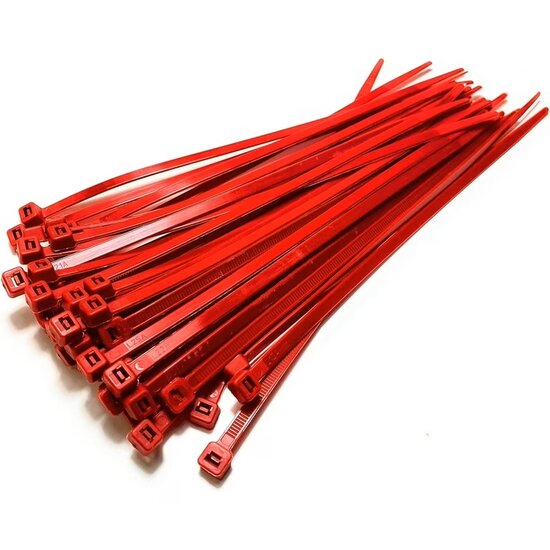 Kabelbinders Rood - 5 x 250 mm - Tiewraps - Tieraps - 50 delig - ASTA - kabelbinder - cable zipper red - rode kabel binders - b