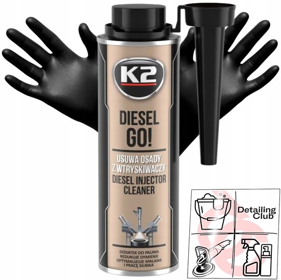 k2 diesel go injector cleaner 250ml - reiniger voor diesel injectoren - rook vermindering - brandstofadditief - uitstoot vermin