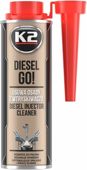 k2 diesel go injector cleaner 250ml - reiniger voor diesel injectoren - rook vermindering - brandstofadditief - uitstoot vermin