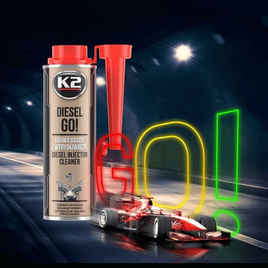 k2 diesel go injector cleaner 250ml - reiniger voor diesel injectoren - rook vermindering - brandstofadditief - uitstoot vermin