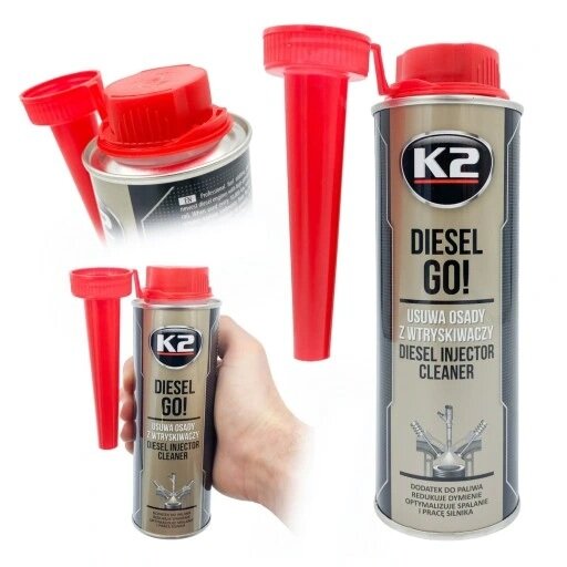 k2 diesel go injector cleaner 250ml - reiniger voor diesel injectoren - rook vermindering - brandstofadditief - uitstoot vermin
