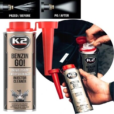 k2 benzine injector cleaner - rookvermindering - motor optimalisator - koolaanslag verwijdering benzine
