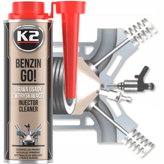 k2 benzine injector cleaner - rookvermindering - motor optimalisator - koolaanslag verwijdering benzine