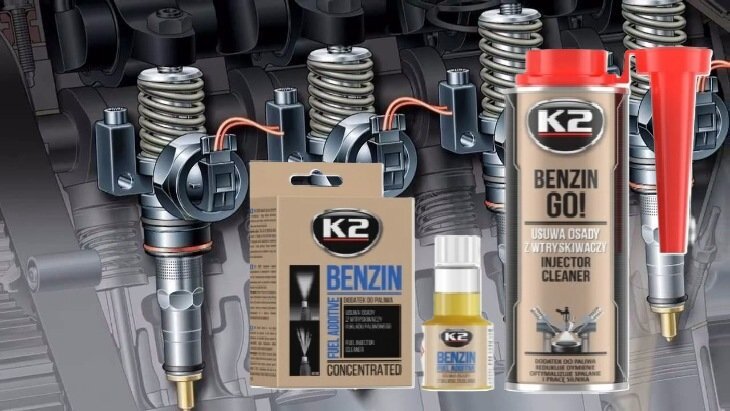 k2 benzine injector cleaner - rookvermindering - motor optimalisator - koolaanslag verwijdering benzine