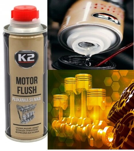 k2 motorspoelen - motor flush 250ml - motorreiniging - smeermiddel en antislijtageadditief - verwijdering koolstofafzetting, ol
