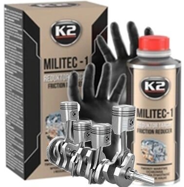 k2 militec 1 synthetisch additef 250ml - dunne duurzame laag op metaal delen - slijtage verminderaar - wrijving verminderling d
