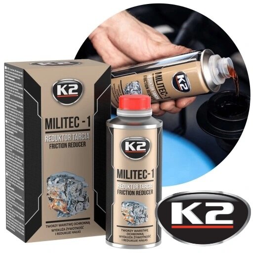 k2 militec 1 synthetisch additef 250ml - dunne duurzame laag op metaal delen - slijtage verminderaar - wrijving verminderling d