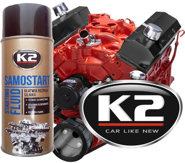 k2 motorstart vloeistof 400ml - startpilot - koude start piloot bij koude temperaturen - alle soorten motoren - beschermt motor