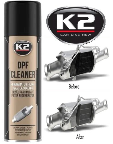 k2 dpf cleaner - diesel filter schoonmaak spuitbus - roetdeeltjes oplosser - dpf filter cleaning additief - reiniging voor dies
