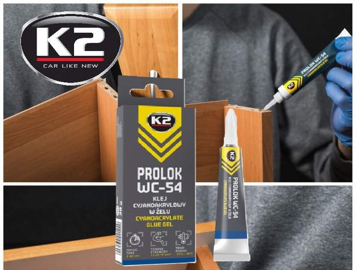 k2 prolok wc54 sneldrogende lijm - sterke lijm - cyanoacrylaatgellijm met hoge hechting en snel drogend.
