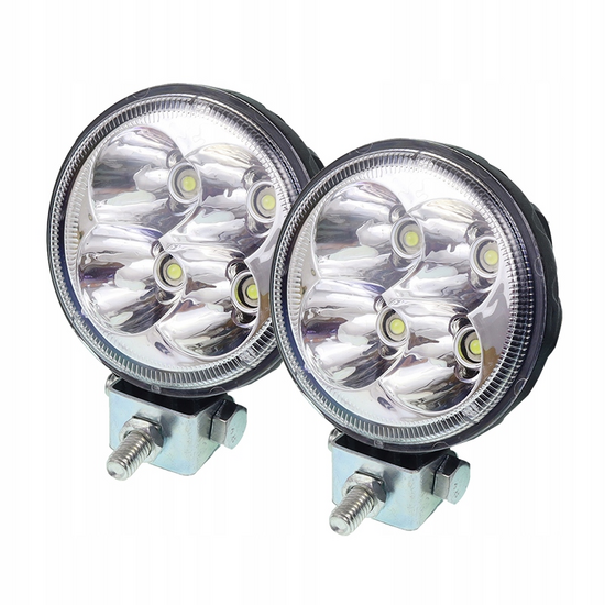 ronde led-werklamp, 4 led, 10-30v, 2st/set, aluminium behuizing.