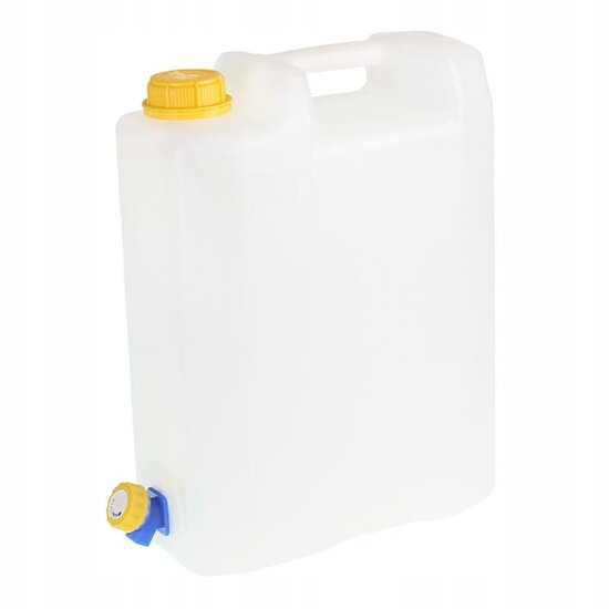 15l watercontainer - wit - gecertificeerd - kunststof kraan met een knop zonder schroefdraad aan de onderkant