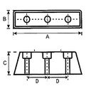 stootkussen 305x55x28x105mm 3 gaten - stootrubber - stootkussen