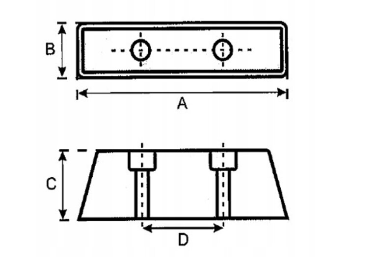 stootkussen 115x75x80x65mm 2 gaten - stootrubber - stootkussen