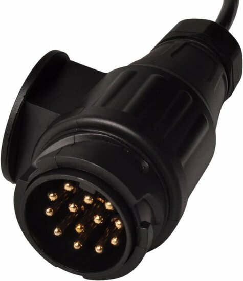 spiraalkabel 13-polig 12v – kunststof plug & socket – 3 meter - aanhanger kabel
