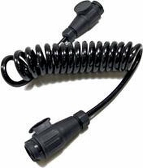 spiraalkabel 13-polig 12v – kunststof plug & socket – 3 meter - aanhanger kabel