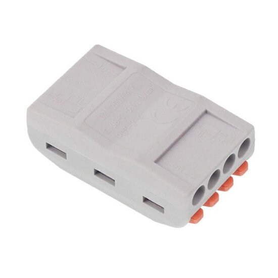 4-weg elektrische snelverbinders - doorvoer klem - draad tot 2,5 mm2 - 10 stuks per verpakking