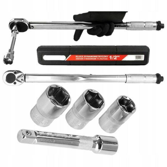 momentsleutel - 40  tot 210 Nm - Torque sleutel - Krachtsleutel - 1/2 duims - 5 elementen