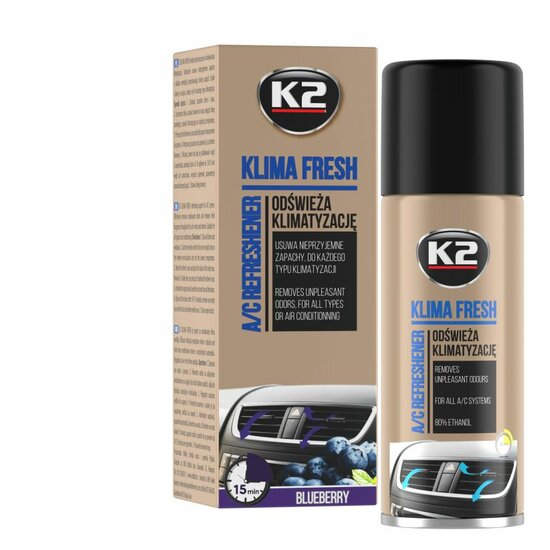 k2 klima fresh blueberry 150ml - airco reiniger - interieur verfrisser