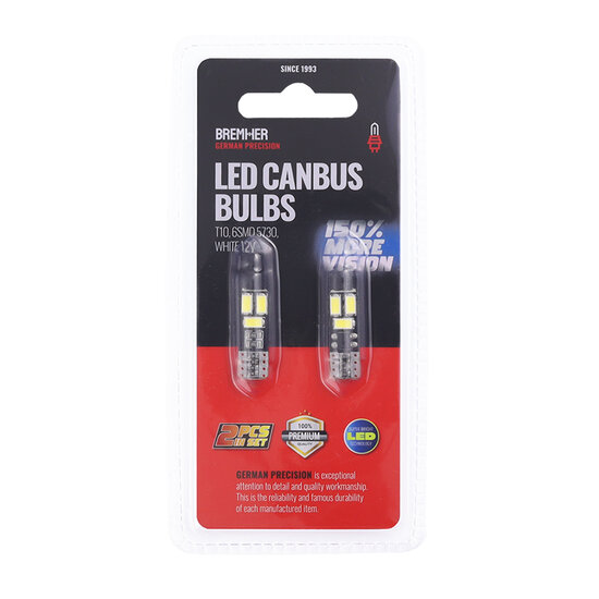 t10 led lampen 12v - helder wit licht met canbus - 6smd 5730 kwaliteit
