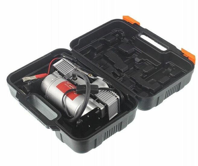 compressor 12 volt - 50 liter per minuut - lucht compressor - 10 bar - dubbele zuiger