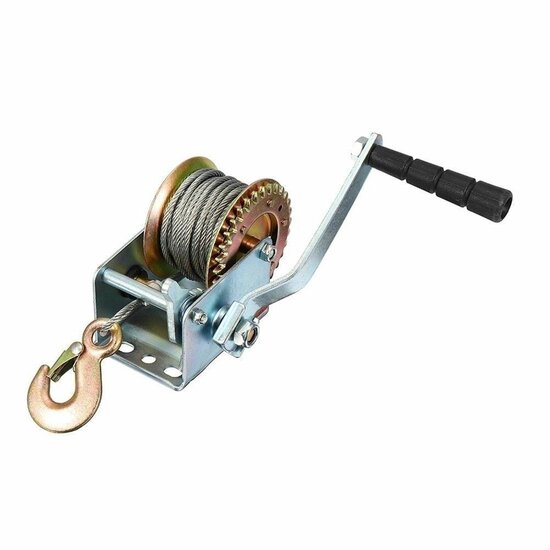krachtige handmatige lier - 1100 kg trekkracht - 10m staalkabel + haak - handlier