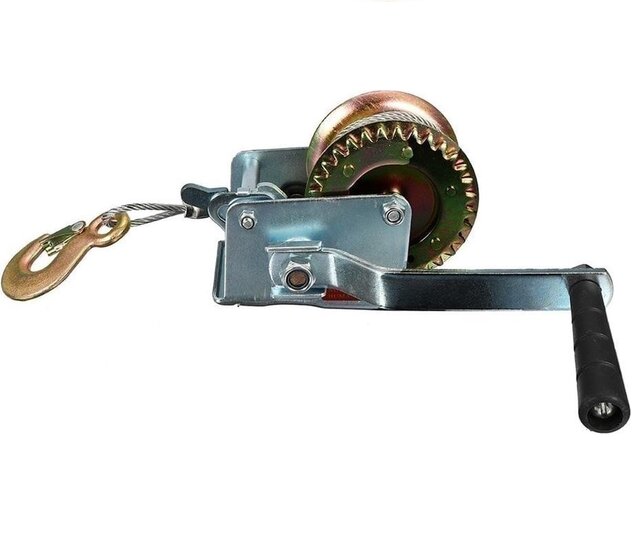 krachtige handmatige lier - 1100 kg trekkracht - 10m staalkabel + haak - handlier