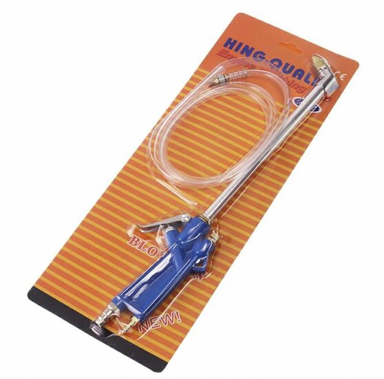 blaaspistool - reinigingspistool met slang - uitblaaspistool - luchtpistool - sproei lengte van 24cm - slang lengte van 1.5m