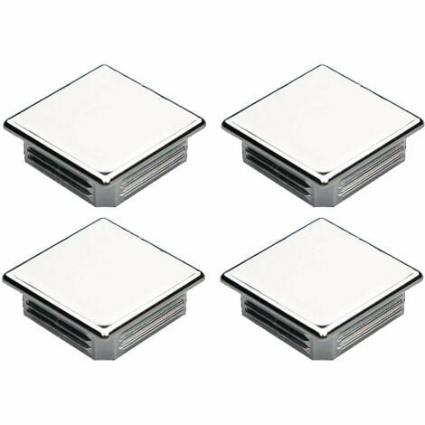 verchroomd vierkant insteekdop - 40x40mm - 10 stuks - standaard geribbelde eindkap - inslagdop