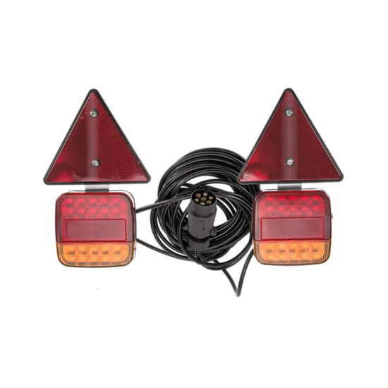 aanhangwagen verlichting set - 7,5m + 2,5m - led verlichting met driehoekreflectoren - aanhanger verlichting set