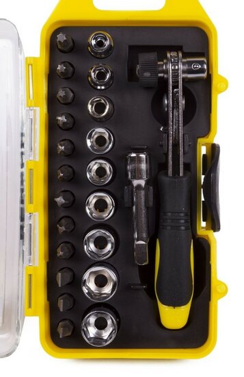 bit doppenset 1/4 - 23 delig met ratel - bitset met doppen - sets van bits en doppen - doppenkit - doppendoos