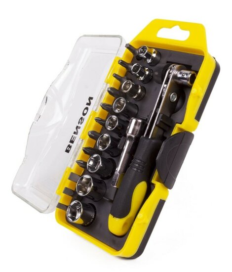 bit doppenset 1/4 - 23 delig met ratel - bitset met doppen - sets van bits en doppen - doppenkit - doppendoos