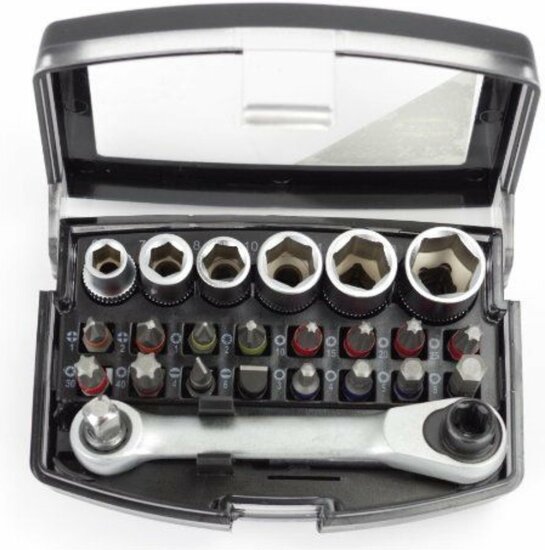 bit en doppenset - 24 delig - 1/4 duims aansluiting - bitset - sets van bits en doppen - doppenkit - doppendoos