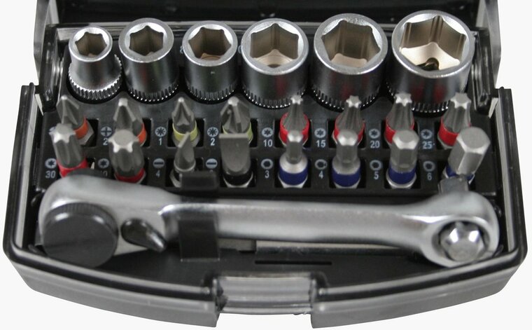bit en doppenset - 24 delig - 1/4 duims aansluiting - bitset - sets van bits en doppen - doppenkit - doppendoos
