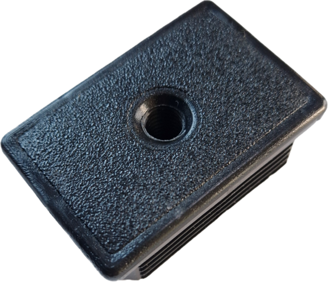 rechthoek insteekdop met schroefdraad - 60x40mm - 10 stuks - geribbelde eindkap - inslagdop - kunststofdop - profieldop