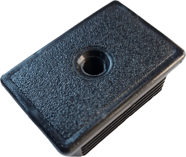 rechthoek insteekdop met schroefdraad - 60x40mm - 10 stuks - geribbelde eindkap - inslagdop - kunststofdop - profieldop
