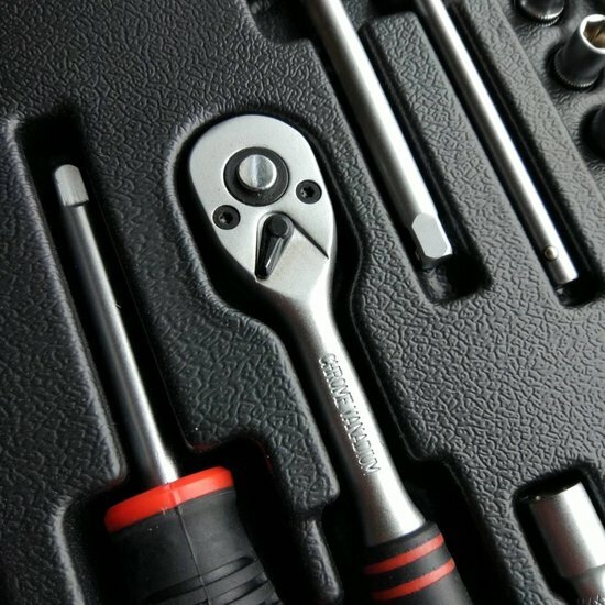 doppendoos - 1/4 duims aansluiting - 19 delig - doppenset - socketset - ratelset - benson