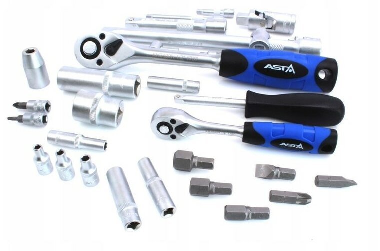 doppenset - 1/4 en 1/2 duims - gereedschap set - ratelset - 94 delig - doppendoos - asta