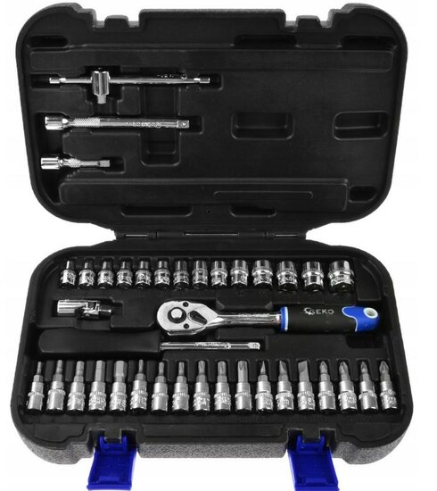 doppenset - 1/4 duims - doppendoos - 38 delig - ratelset - dopsleutelset - geko