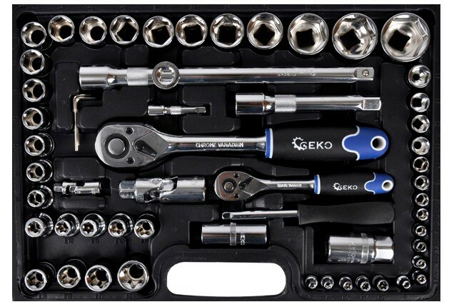 doppenset - 1/2 en 1/4 duim - doppendoos - dopsleutelset - ratelset - 108 delig - geko