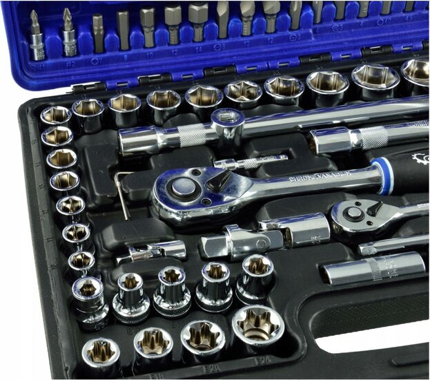 doppenset - 1/2 en 1/4 duim - doppendoos - dopsleutelset - ratelset - 108 delig - geko