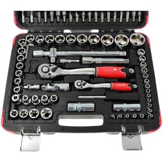 doppenset - doppendoos - 1/2 en 1/4 duims - gereedschap set - ratelset - 108 delig - tvardy