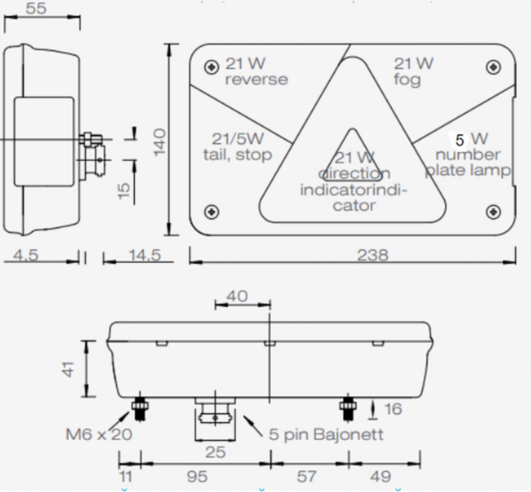 achterlicht links multipoint v met 5 connector aansluiting - aanhangerachterlicht - achterlichten - aanhangerlamp