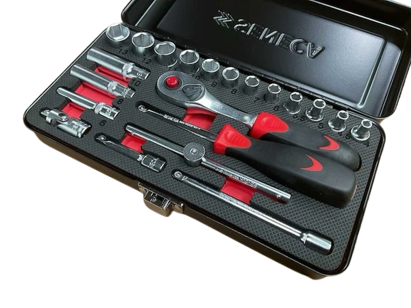 doppendoos - 1/4 duims aansluiting - 21 delig - doppenset - doppensleutelset - socketset - ratelset