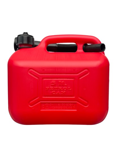 jerrycan met vloeistofindicator - 5 liter inhoud - flexibele tuit - kunststof benzinekan - vloeistof kan - brandstofkan