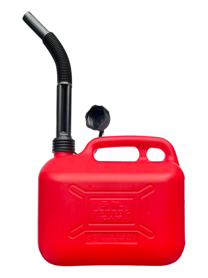 jerrycan met vloeistofindicator - 5 liter inhoud - flexibele tuit - kunststof benzinekan - vloeistof kan - brandstofkan