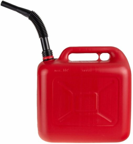 jerrycan 10 liter inhoud - flexibele tuit - kunststof benzinekan - vloeistof kan - brandstofkan - geko