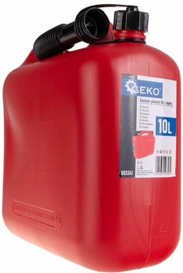 jerrycan 10 liter inhoud - flexibele tuit - kunststof benzinekan - vloeistof kan - brandstofkan - geko