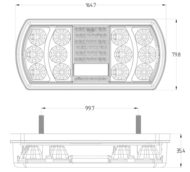 achterlicht led rechthoek 15x leds - links - ledlamp - aanhangerlamp - led achterlicht - led achterlamp