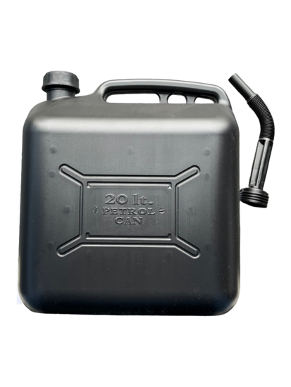 jerrycan zwart - 20 liter inhoud - kunststof vloeistofkan - brandstof opslag kan - benzine kan - jerry can